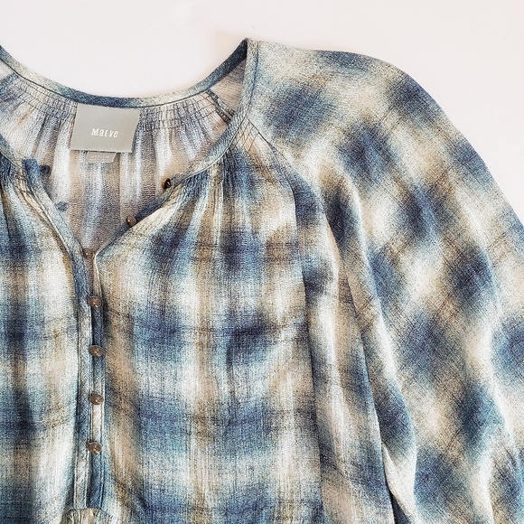 Anthropologie MAEVE Cavalon Plaid Peplum Tunic M - Picture 2 of 7